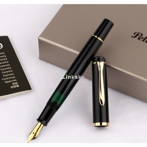Pelikan M200/M205 Fountain Pen ,Gold-plated Pelikan Clip, Gold-plated Fittings and Ornamental Rings Piston, Filling System