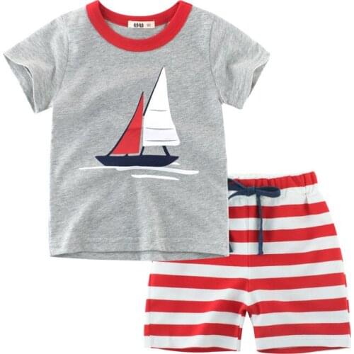 Baby Kids Pajamas Sets Cotton Boys Sleepwear Suit Summer Boys Pajamas Short Sleeve Pijamas Tops+Shorts 2pcs Children Clothing