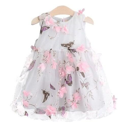 Girls Dresses Sleeveless Fashion Dress Butterfly Design Party Princess Costume Children Lace Princess Dress