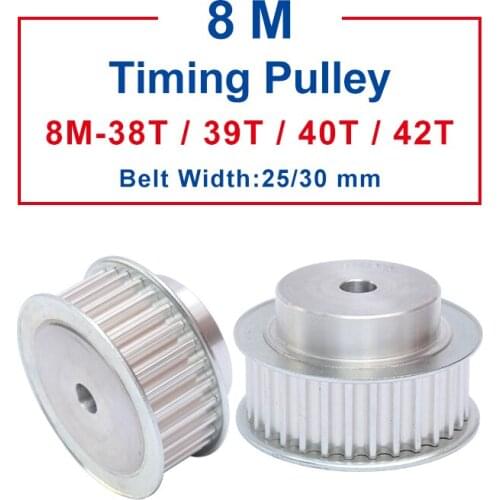 Belt Pulley 8M-38T/39T/40T/42T Slot Width 27/32mm pulley wheel rough hole 12 mm Aluminum Material For Width 25/30mm Timing Belt
