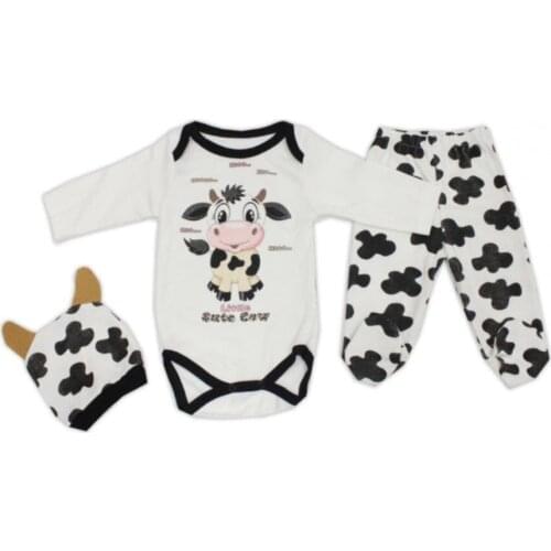 Newborn Essentials 100% Cotton Unisex Baby Cow Hat Set 0-6 Months Free Shipping Turkey