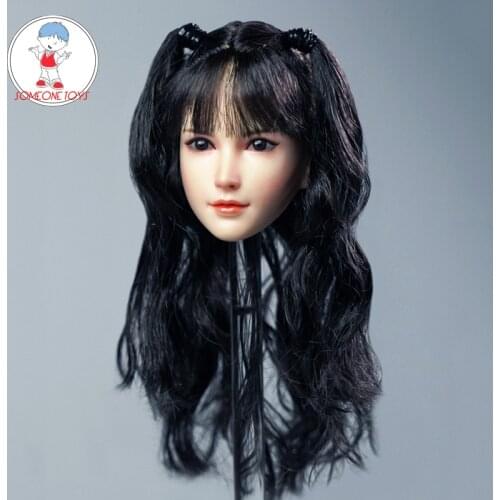 Super duck SDH015 1/6 Asian Loli Girl Head Sculpt Cute Female Head with 2 Ponytail for 12" PH TBLeague Pale Body jiaou doll