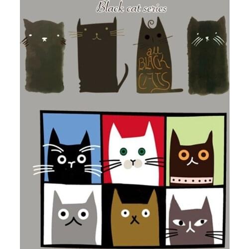Cartoon Animals Cat Heat Transfers Mix Design Cute Cats Patches For Clothing DIY Owls Thermal Transfers For T-shirt Appliques