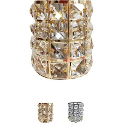 Storage Tube Mini Metal Crystal Makeup Organizer Beauty Tools Storage Jar Cosmetic Brush Pen Eyebrow Pencil Holder Gold /Silver