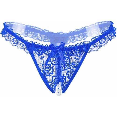 Women Sexy Lingerie erotic panties open crotch Floral Lace underwear crotchless porn Couple Sex wear cute g-string With pearl