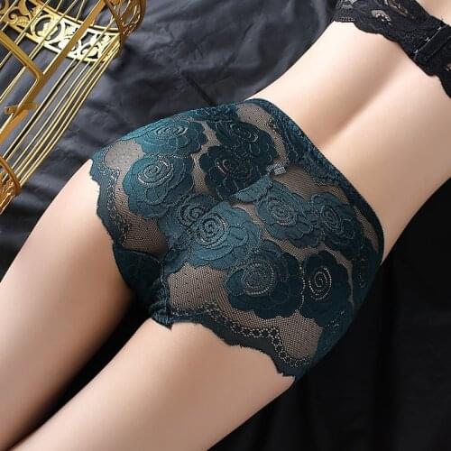 Womens Underwear Lace High Waist Sexy Girls Briefs Rose Hollowed Out Fashion No Trace Amazing Panties Breathable Soft Lingerie