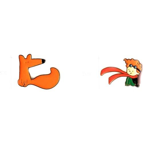 Fox and Kid Enamel Pin Cute Cartoon badge brooch Lapel pinS Jeans shirt Jewelry Gift Brooches For women