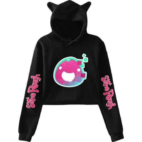 Anime Slime Rancher Pullover Cat Cropped Hoodie Crop Top Womens Hoodie Harajuku Streetwear Simulation Game Kawaii Girls Clothes