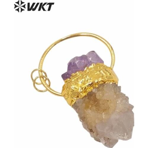 WT-P1589 New unique lady druzy quartz stone pendant exclusive druzy a-methyst decorative spirit quartz pendant