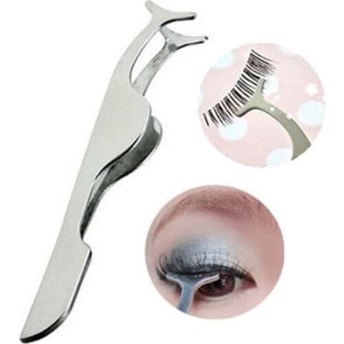 1 PC Eyelash Tweezers Beauty Makeup Tools Multifunction Stainless Auxiliary False Eyelash Curler Clip Make Up Accessories Tools