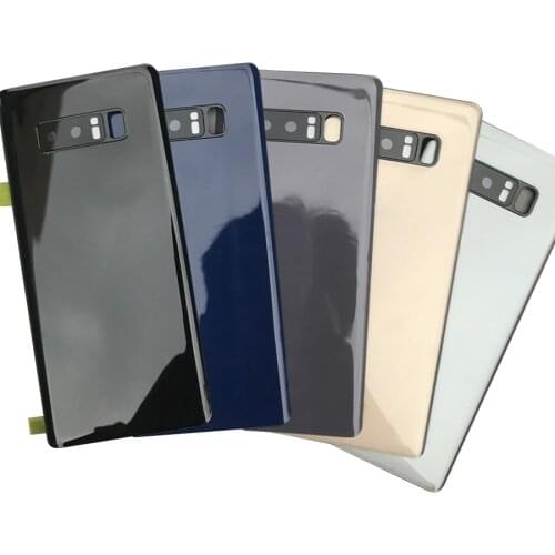 10pcs Rear Battery Door Case For Samsung Galaxy Note 8 N950 N950F Back Glass Housing Cover+Camera Glass Lens Frame Replacement
