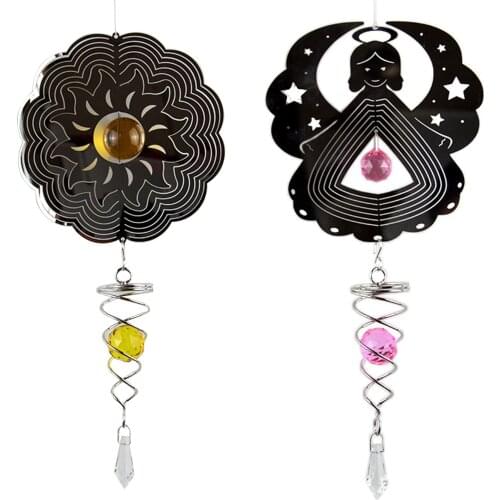 3D Metal Rotating Wind Chime Christmas Pendant Hanging Stainless Steel Wind Spinner Spiral Windchimes Home Yard Garden Decor