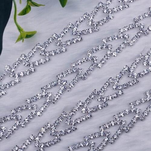 Free Shipping 5 yards Crystal Rhinestone Trim, Rhinestone Applique, Wedding Applique,Rhinestone Chain MALI028