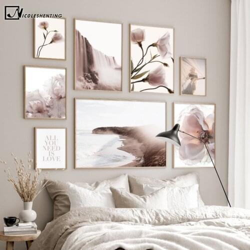 Boho Style Canvas Painting Floral Beach Scandinavian Poster Nordic Print Photography Creative Wall Art Picture Modern Decoration
