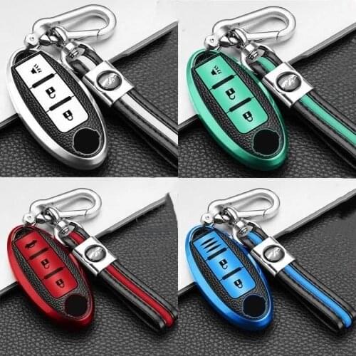 Leahter TPU Car Key Cover Case Chain for Nissan Infiniti Juke Leaf Micra K12 Note Patrol Qashqai J11J10 Tiida Versa X-trail T32