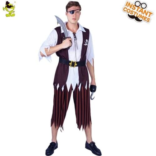 Deluxe Mens Pirate Costume Cool Pirate Party Supplies Pirate Male Adult Role Play Fancy Dress Costume