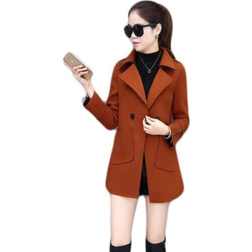Blended woolen coat in the long paragraph autumn and winter new womens high-profile fashion simple autumn woolen coat