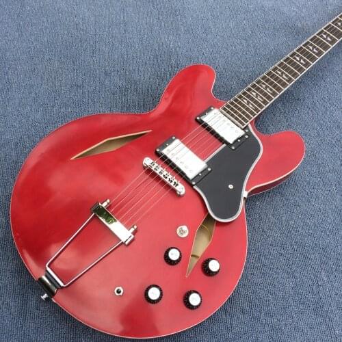 Jazz Hollow Body Electric Guitar,Semi gloss finish Rosewood fingerboard, Double F holes electric guitar, Free shipping