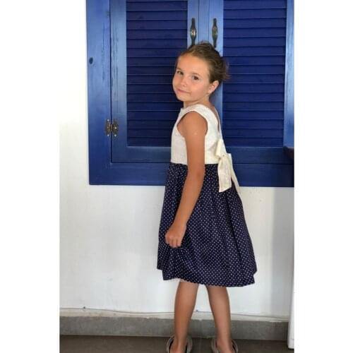 Tulle Skirt Embossed, Linen Embroideries And Polka Dot Print Cotton Poplin Dress Classic Midi Waist Fitting Zipper Sleeveless Woven