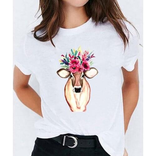 FIXSYS T-Shirt Summer Fashion Women Tops Tee Casual Loose Short Sleeve Tee Shirts Cute T-shirt Ladies Graphic T-shirts Clothing