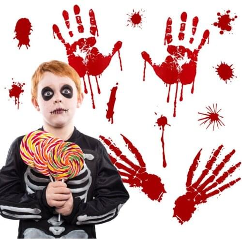 Halloween blood handprint Wall Sticker festival Home Decor Decals Wallpaper Window glass Holiday decoration Halloween sticker