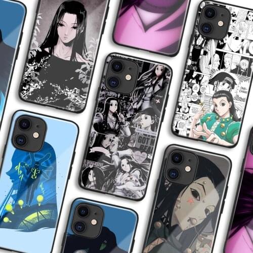 Illumi Zoldyck Hunter x Hunter anime Soft TPU Glass Phone Case for IPhone SE 6s 7 8 Plus X Xr Xs 11 12 Mini Pro Max Samsung