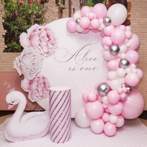 Balloon Garland Kit 89pcs Chrome Sliver Pastel Globos Macaron Baby Pink Balloons Arch Baby Shower Wedding Birthday Party Decor