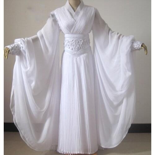 Liu YiFei Embroidery White Dragon Fairy Costume for TV Play The Condor Heroes Xiao LongNv Drama Costume Hanfu