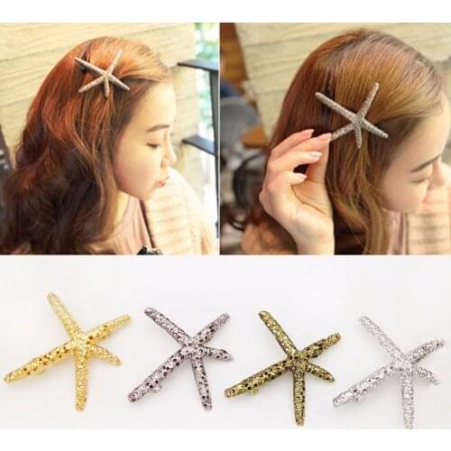 Metal Hair Pins - Hair Barrette - Hair Clip - Accessory Jewelry Hairpin for Women - Starfish Hair Ornament Tiara Wedding