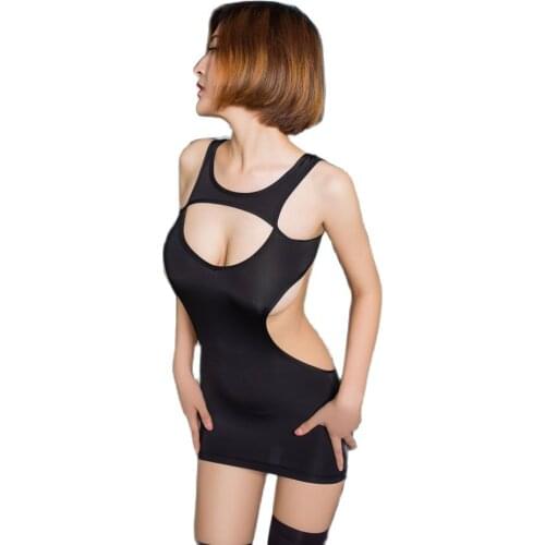 Ice Silk Candy Color Hollow Out Backless Tight Pencil Cute Dress See Through Straight Micro Mini Dress Transparent Dance Wear