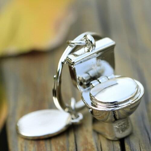 Cute Mini Toilet Forever Keychain Metal Key Chain Keyring Keyfob Creative Gift