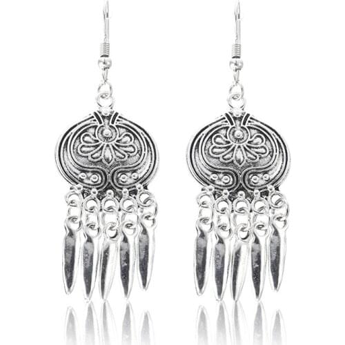 Fashionable New Boho Ethnic Retro Wind Earrings Ancient Anemone Tassel Earrings Earrings Friends Gifts