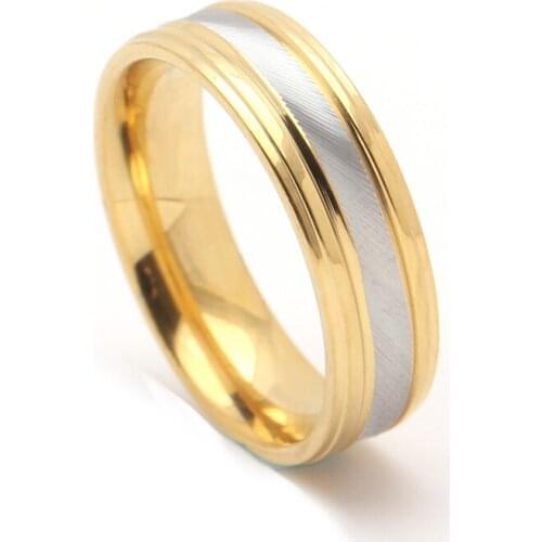 Fashion Brand Unique 6mm Width mixed gold color eternity finger Rings For Man wedding bands Jewelry 316 stainless steel Rings