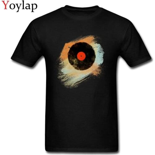 O-Neck Men White T-Shirt Cotton Tops & Tees Summer/Autumn Short Sleeve Personalized Sweatshirts Vinyl Records Vintage Paint