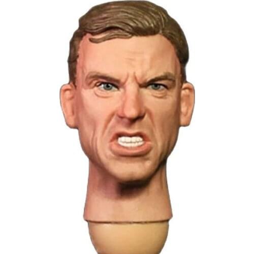 FP-A-001 1/6 Male Emoticon Head Sculpture Angry Emoticon Soldier Head Carving Fit 12'' Action Figure Body
