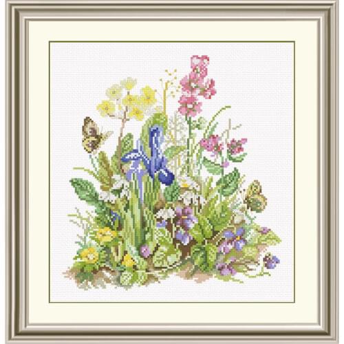 Fishxx Cross Stitch Kit Precision Printing B1558 Plant Flower Butterfly Home Hand Embroidery Decorative Painting