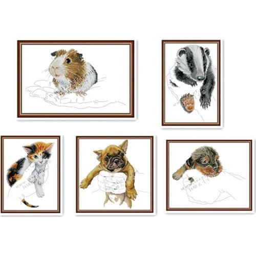 Everlasting Love Pug in the Palm Chinese Cross Stitch Kits Ecological Cotton 11 14CT DIY Gife Easy for Beginners Home Decoration