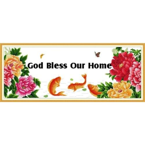 Cross Stitch Kit Character Pattern God Bless My Home Printing DIY Sewing Kit China Embroidery Kit Home Decoration Gift Painting
