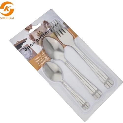 3-piece stainless steel cutlery set Western-style tableware gift teaspoon dinner spoon fork blister card packaging