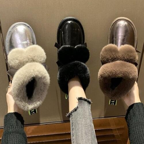 New winter one legged waterproof and antiskid snow boots girl lovely fur ball thickened warm cotton shoes woman