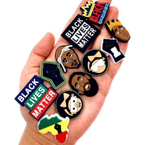 Wholesale 100PCS Silicone Accessoires Components Character Black Lives Matter PVC Flat Back Craft For DIY ScrapbookJewely