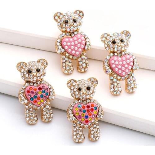 Wholesale Heart Earrings Za Women Cute Bear Crystal New Colorful Hanging Drop Earrings Vintage Zircon Pendientes Jewelry 2021