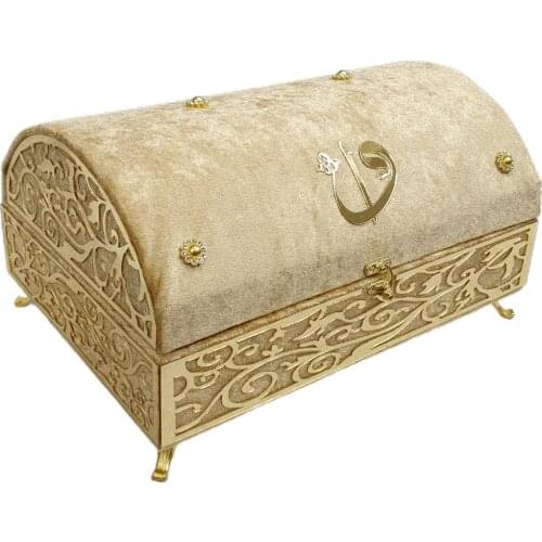 GREAT GIFT Mevlüt Velvet Covered Footed Treasure Box Plexiglass Medium Size Holy Quran FREE SHIPPING