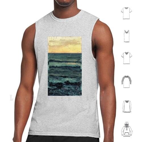 Sunset In Alamillo Beach tank tops vest 100% Cotton Alamillo Puerto De Mazarron Murcia Spain Metierranena Sea Europe