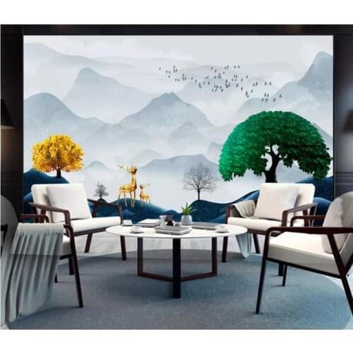 Custom photo wallpaper for walls 3 d mural wallpapers 3d Hand-painted artistic ink, Chinese style, landscape TV background wall