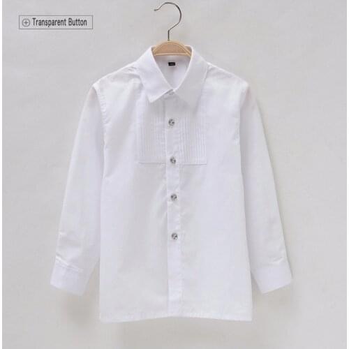 High Quality Boys Long Sleeve Shirt Boys Kids White Children Cotton Drape Suit Accessories for Wedding Party Gentleman Clothes