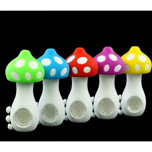 Silicone Pipe for Smoking Tobacco Herb with Glass Bowl Mushroom Design Cute Cigarette Accessories Girls Hot Sale
