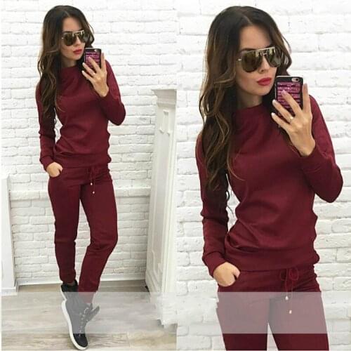 Sports suit solid color loose shirt casual pants two sets of women 2018autumn and winter new temperament elegant womens clothes