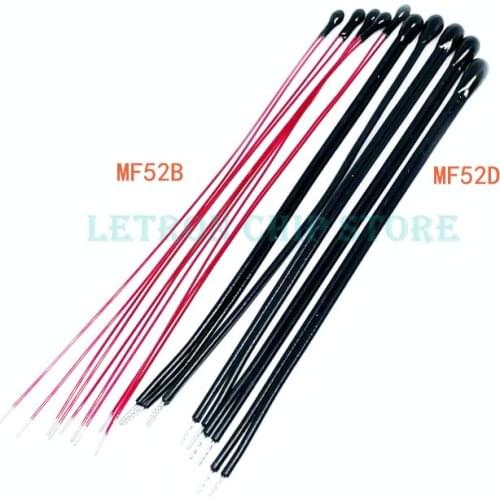 20pcs NTC Thermistor Thermal Resistor MF52B MF52D 10K 100K Probe strap wire B3950 1% Enameled wire Temperature control sensor
