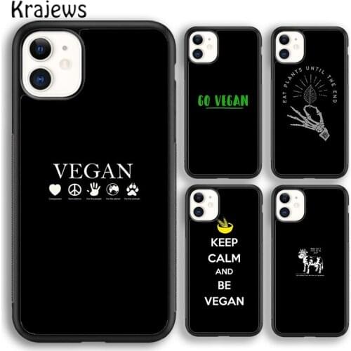 Krajews Vegetarian Quotes VEGAN LOVE VEGGIE Soft Phone Case Cover For iPhone SE 6s 7 8 plus X XR XS 11 12 pro max Samsung S9 S10